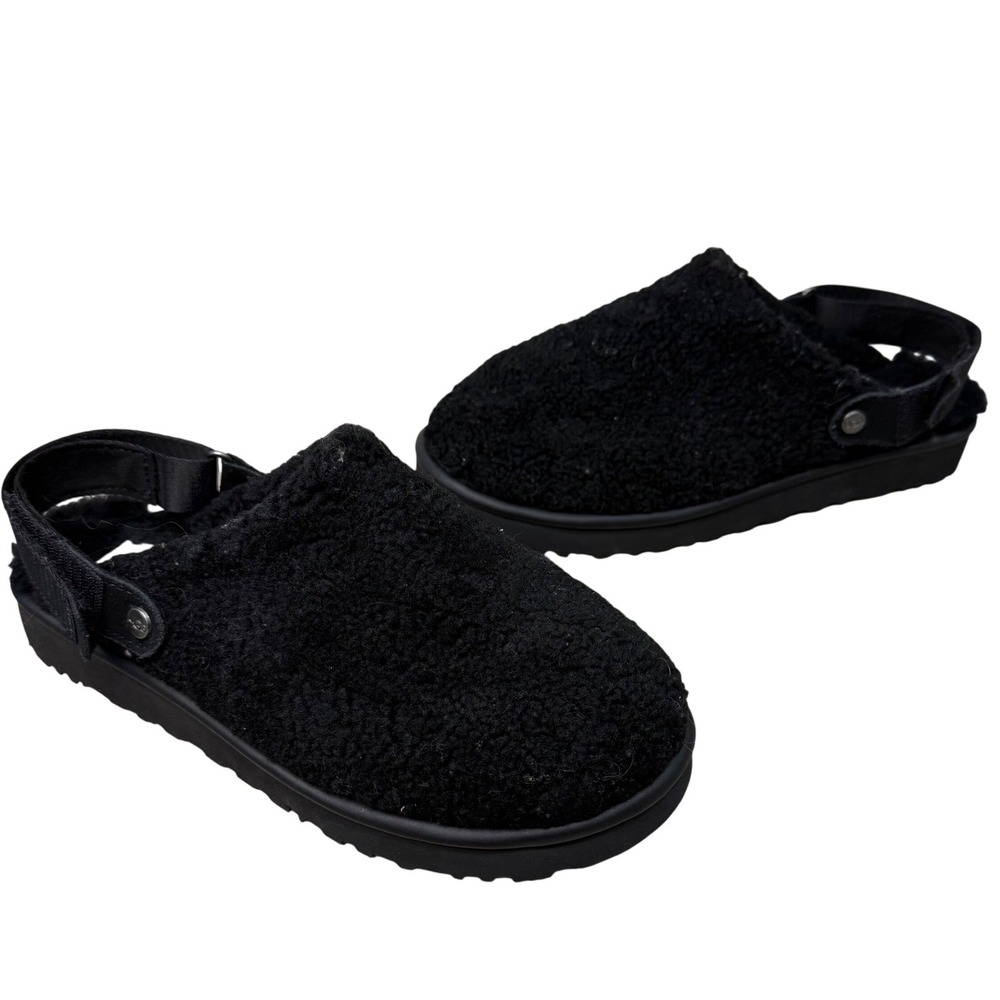 UGG Lanah Black Sherpa UGGplush Slingback Clog Slippers Women's Size 8
